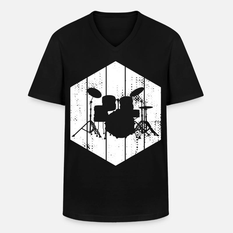 Drumset Zeichnung - Männer-T-Shirt mit V-Ausschnitt - Schwarz