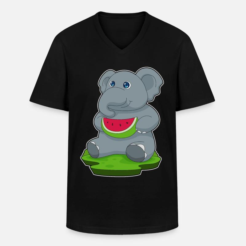 Elefant Wassermelone Frucht - Männer-T-Shirt mit V-Ausschnitt - Schwarz