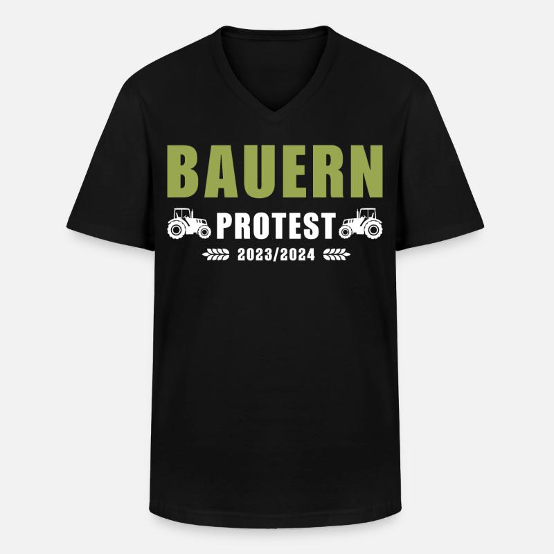 Bauernproteste 2023-2024 - Männer-T-Shirt mit V-Ausschnitt - Schwarz