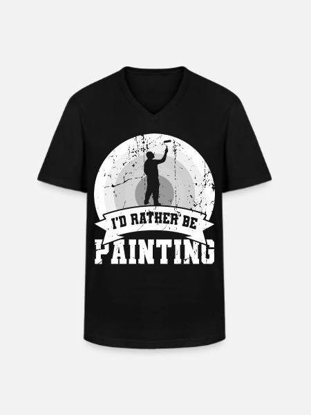 I'd rather paint - Men's V-Neck T-Shirt - black