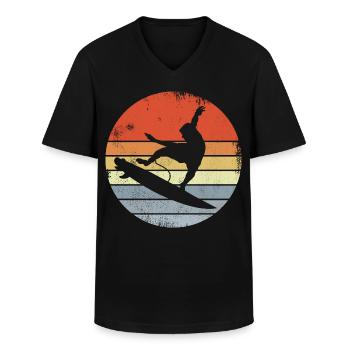 Surfen Vintage Look - Männer-T-Shirt mit V-Ausschnitt - Schwarz - Vorne - AI Model Male 178 dark (178cm)