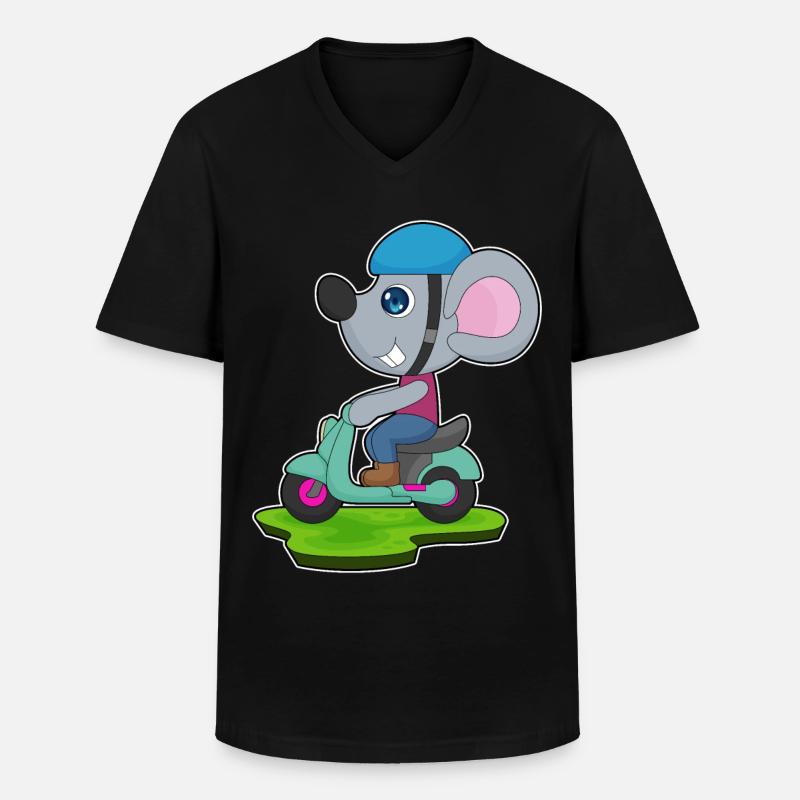 Maus Motorrad - Männer-T-Shirt mit V-Ausschnitt - Schwarz