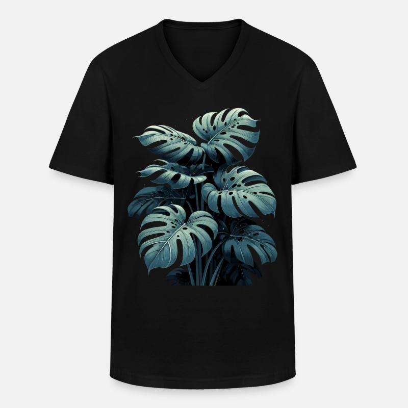 Monstera deliciosa Regenwald Geschenk - Männer-T-Shirt mit V-Ausschnitt - Schwarz