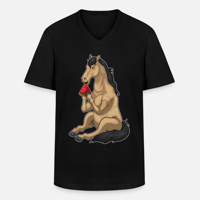 Pastèque cheval - T-shirt col V Homme - noir