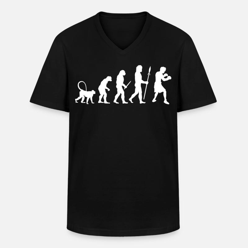 Évolution de la boxe - T-shirt col V Homme - noir