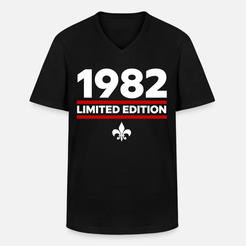 1982 Limited Edition - Männer-T-Shirt mit V-Ausschnitt - Schwarz