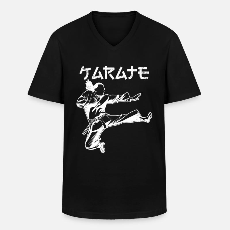 Karateka - Männer-T-Shirt mit V-Ausschnitt - Schwarz