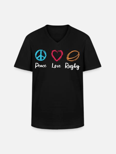 Peace Love Rugby - Men's V-Neck T-Shirt - black