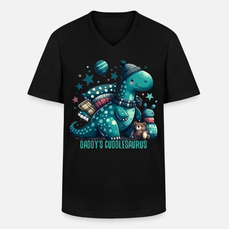 Daddy’s Cuddlesaurus Kuschel-Dinosaurier Geschenk - Männer-T-Shirt mit V-Ausschnitt - Schwarz