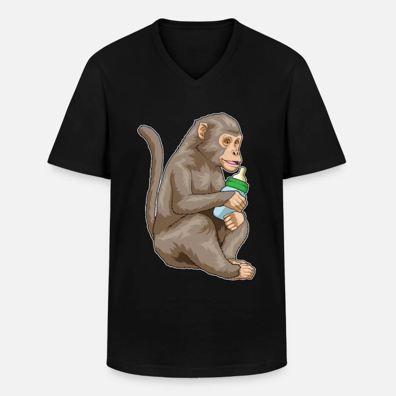 Biberon Monkey - T-shirt col V Homme - noir