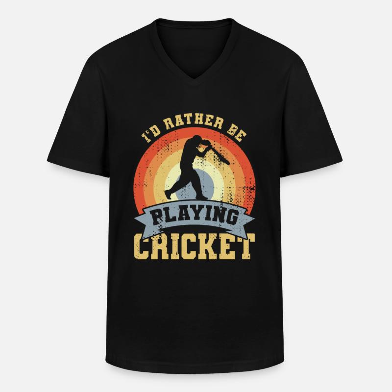 I’d Rather Be Playing Cricket - Männer-T-Shirt mit V-Ausschnitt - Schwarz
