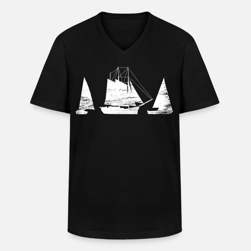 Segelboot - Männer-T-Shirt mit V-Ausschnitt - Schwarz