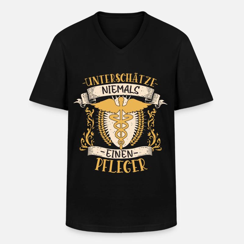 Pfleger Geschenk Fürsorglich Lustig Beruf - Männer-T-Shirt mit V-Ausschnitt - Schwarz