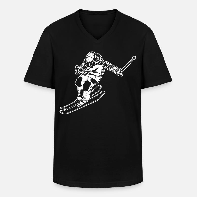 Skiläufer - Männer-T-Shirt mit V-Ausschnitt - Schwarz