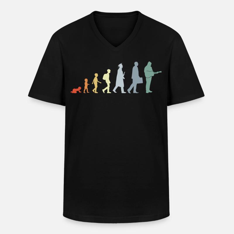 Gitarrist Evolution - Männer-T-Shirt mit V-Ausschnitt - Schwarz