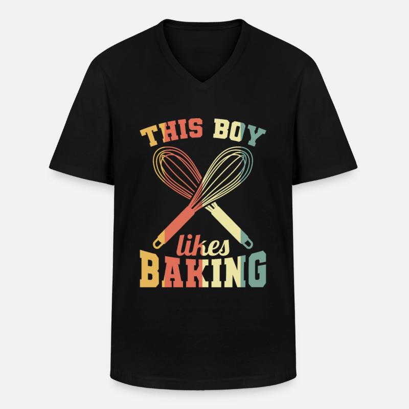 Dieser Junge backt gerne - Männer-T-Shirt mit V-Ausschnitt - Schwarz