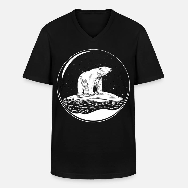 Eisbär auf Eisscholle Save the polarbear - Männer-T-Shirt mit V-Ausschnitt - Schwarz