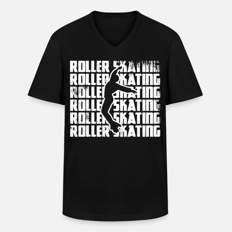 Rollkunstlauf - Männer-T-Shirt mit V-Ausschnitt - Schwarz