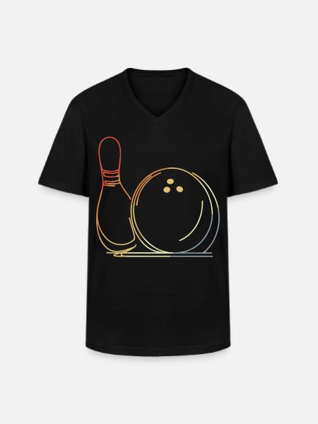 Bowling Ball and Pin Sketch - Men's V-Neck T-Shirt - black