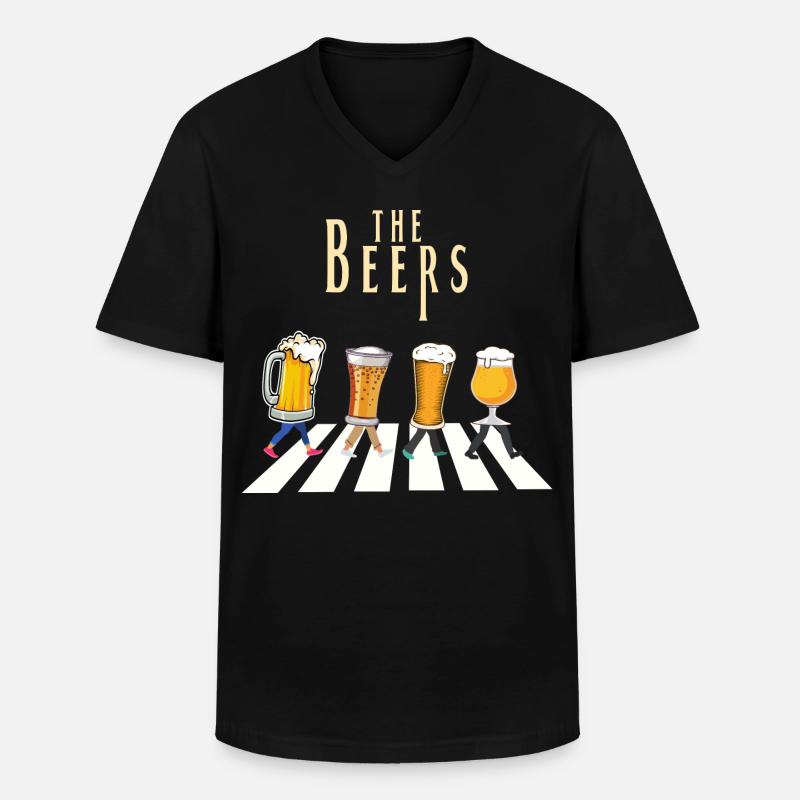Individuelles Design des Bierbar-Musters - Männer-T-Shirt mit V-Ausschnitt - Schwarz
