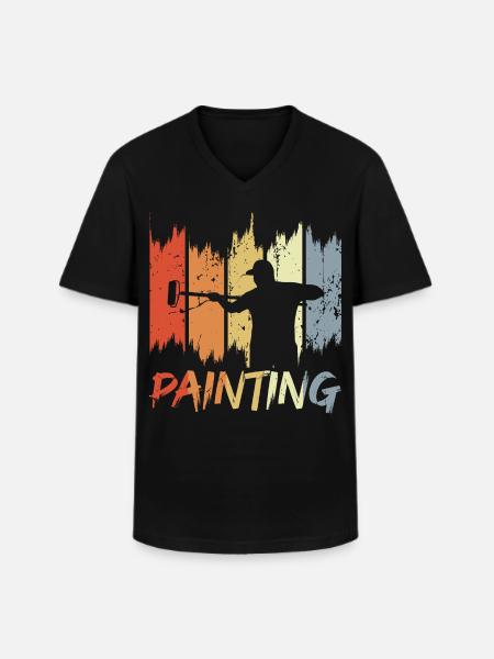 Retro Maler - Männer-T-Shirt mit V-Ausschnitt - Schwarz