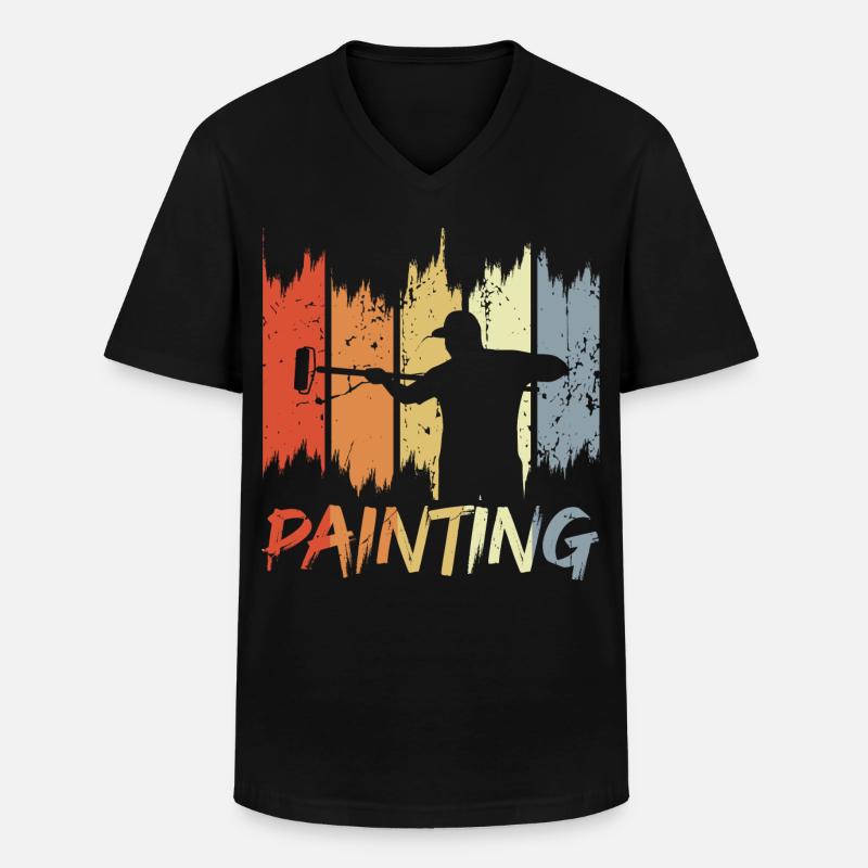 Retro Painter - Men's V-Neck T-Shirt - black