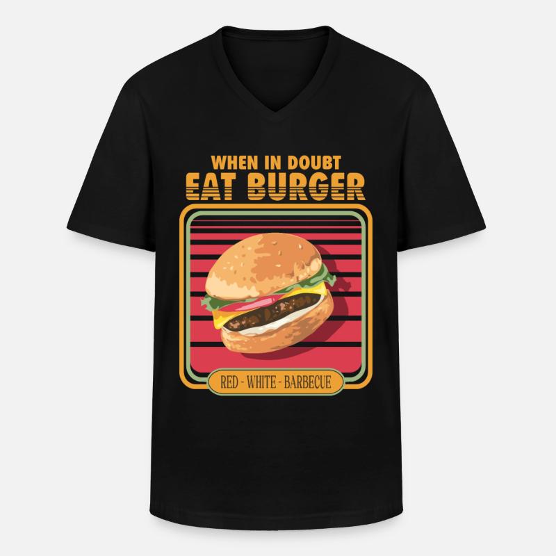 When in doubt eat burger - Männer-T-Shirt mit V-Ausschnitt - Schwarz
