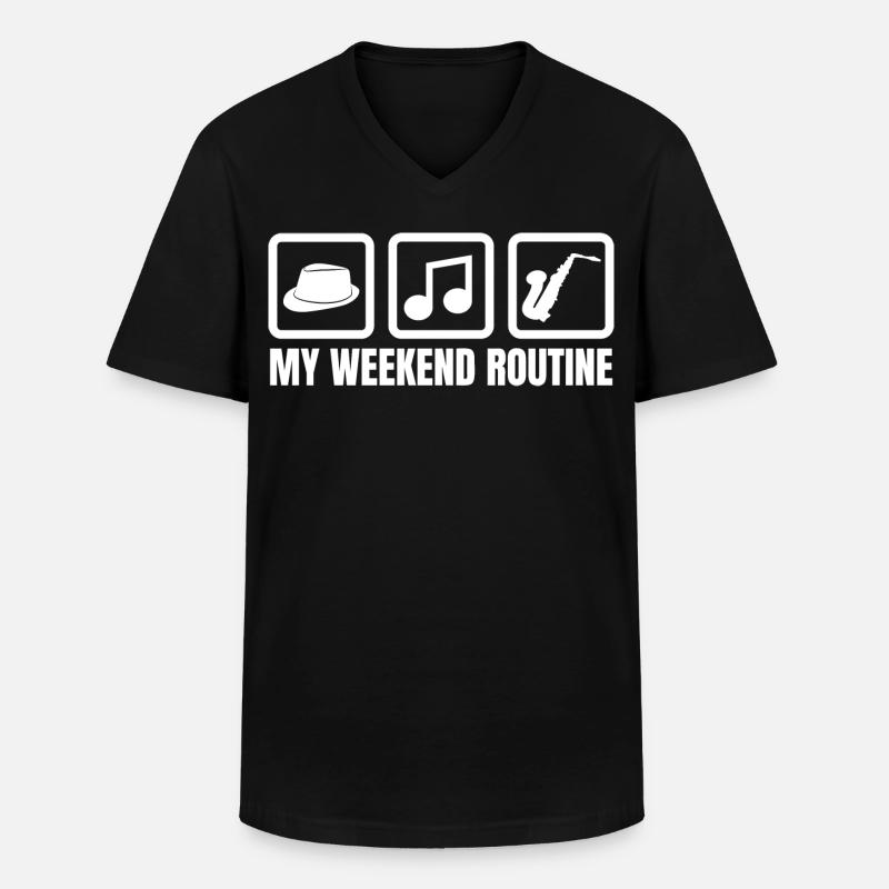 Meine Wochenendroutine - Männer-T-Shirt mit V-Ausschnitt - Schwarz