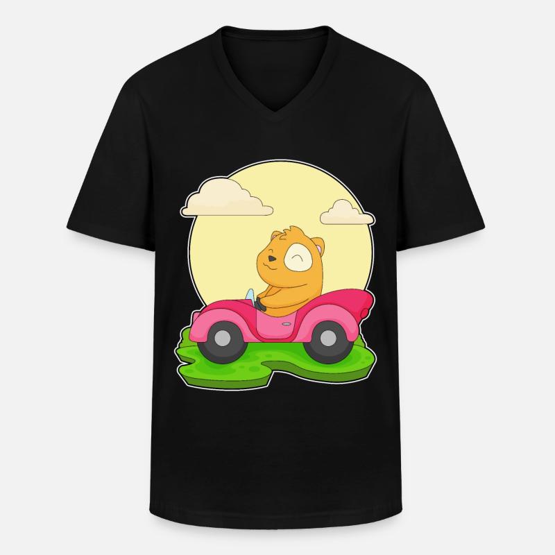 Hamster Auto - Männer-T-Shirt mit V-Ausschnitt - Schwarz