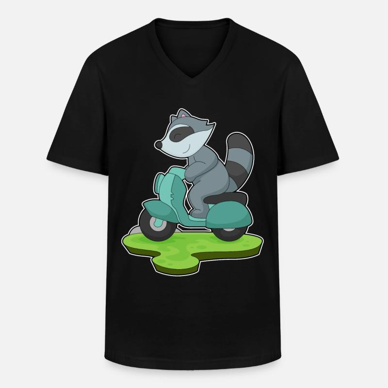 Waschbär Motorroller - Männer-T-Shirt mit V-Ausschnitt - Schwarz