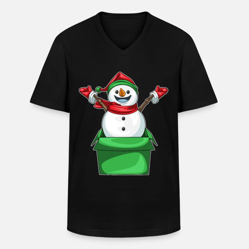 Schneemann Weihnachten Karton - Männer-T-Shirt mit V-Ausschnitt - Schwarz