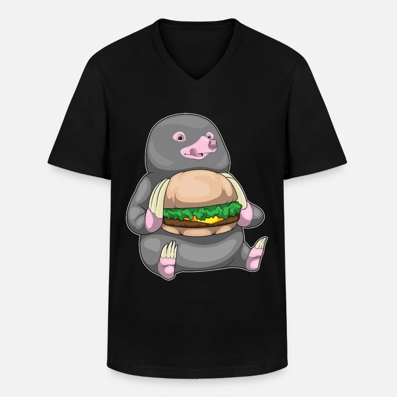 Maulwurf Cheeseburger - Männer-T-Shirt mit V-Ausschnitt - Schwarz