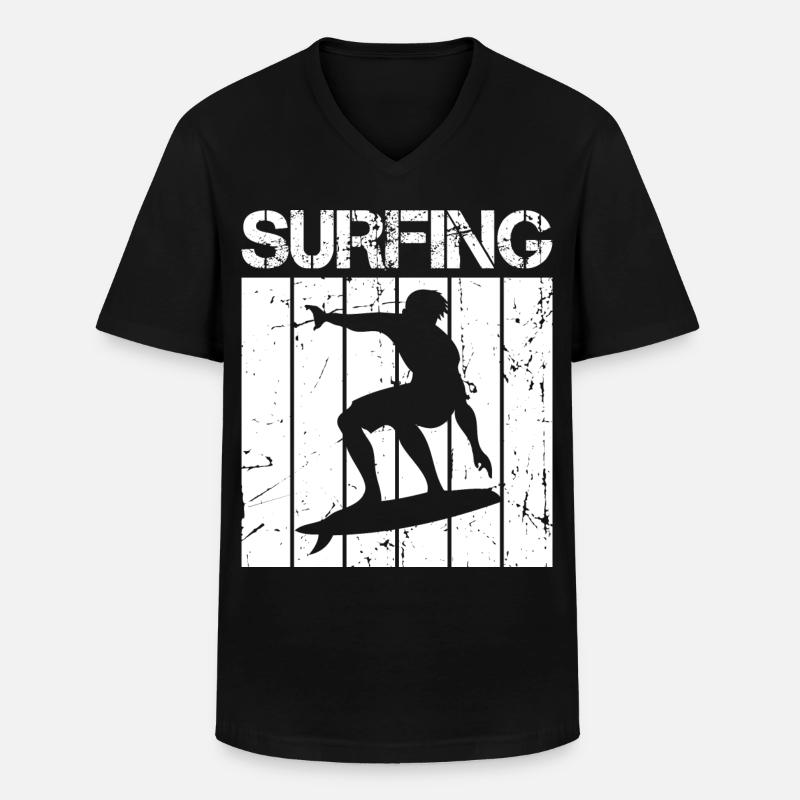 Retro Surfer - Männer-T-Shirt mit V-Ausschnitt - Schwarz