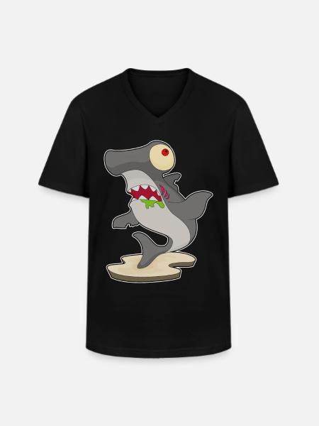 Requin-marteau Halloween Zombie - T-shirt col V Homme - noir
