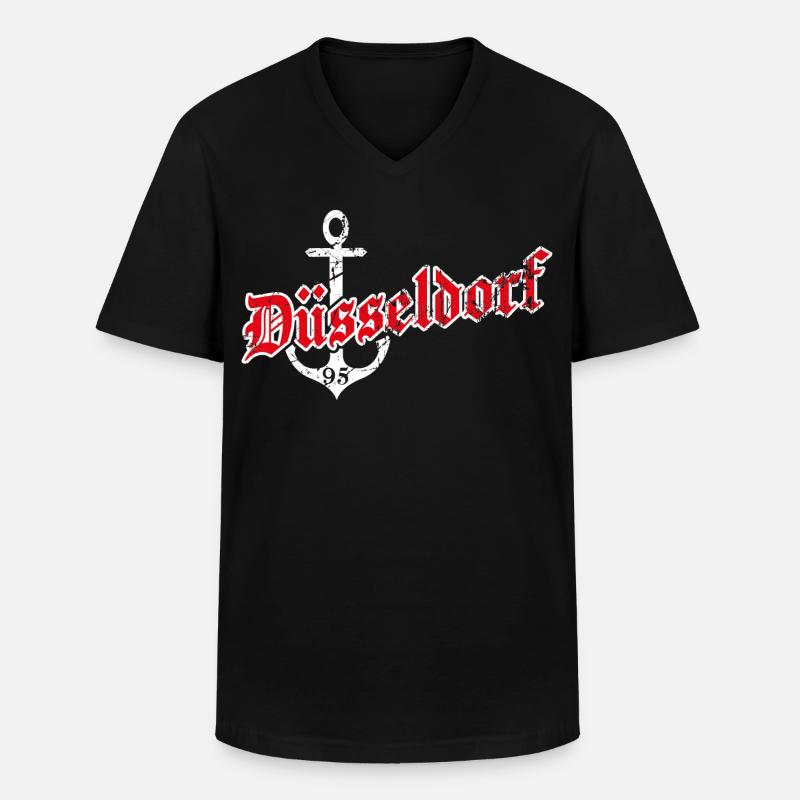 Düsseldorf mit Anker - Männer-T-Shirt mit V-Ausschnitt - Schwarz