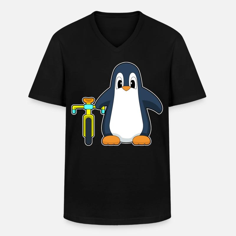 Pinguin Fahrrad - Männer-T-Shirt mit V-Ausschnitt - Schwarz