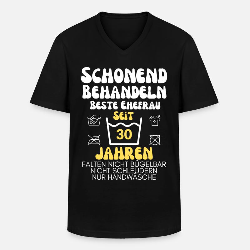 Schonend Behandeln Seit 30 Jahren - Männer-T-Shirt mit V-Ausschnitt - Schwarz