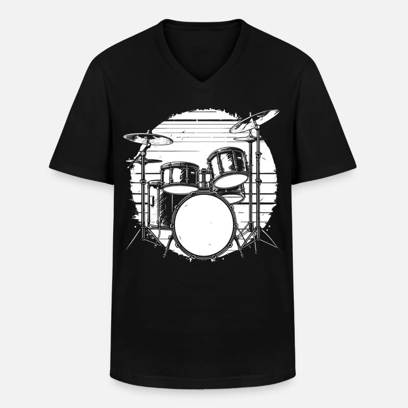 Schlagzeug - Männer-T-Shirt mit V-Ausschnitt - Schwarz