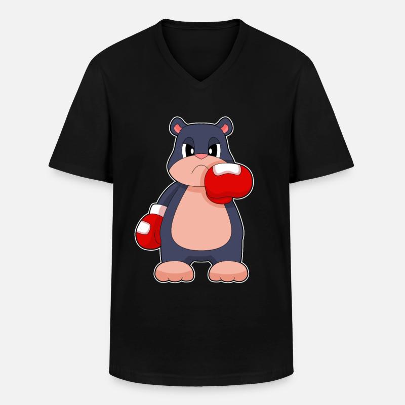 Maulwurf Boxer Boxhandschuhe Boxen - Männer-T-Shirt mit V-Ausschnitt - Schwarz