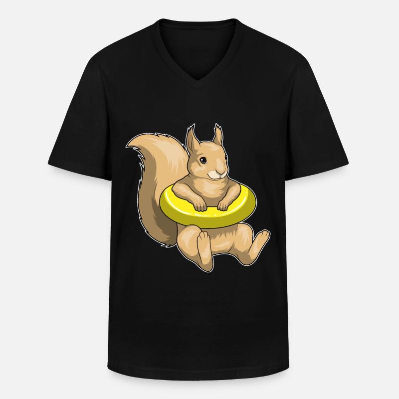Eichhörnchen Schwimmen Schwimmring - Männer-T-Shirt mit V-Ausschnitt - Schwarz