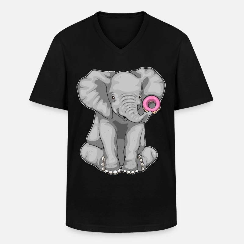 Elefant Donut - Männer-T-Shirt mit V-Ausschnitt - Schwarz