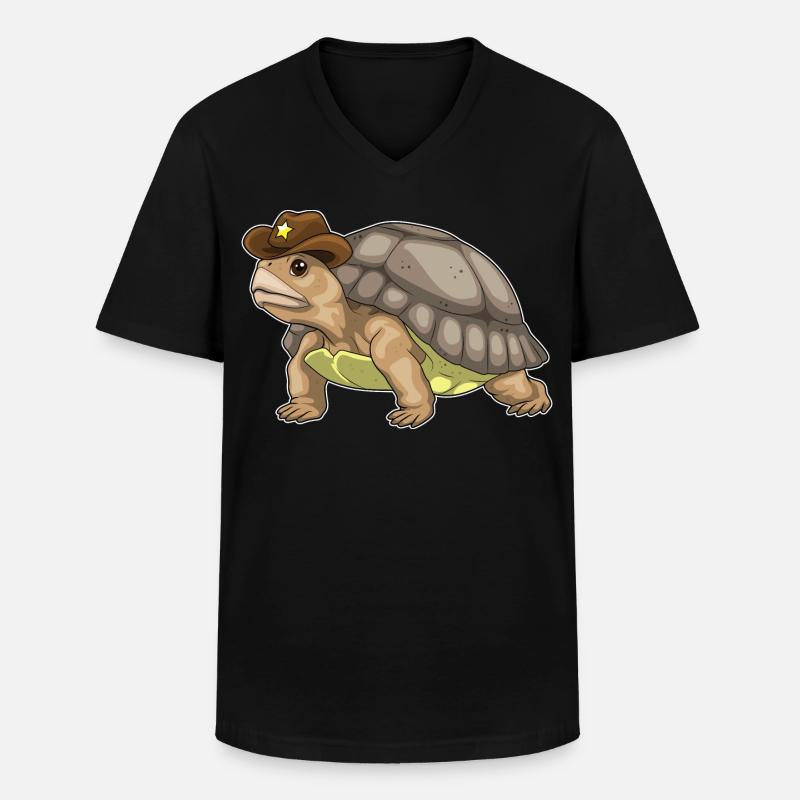 Turtle Sheriff Sheriff's Hat - Men's V-Neck T-Shirt - black