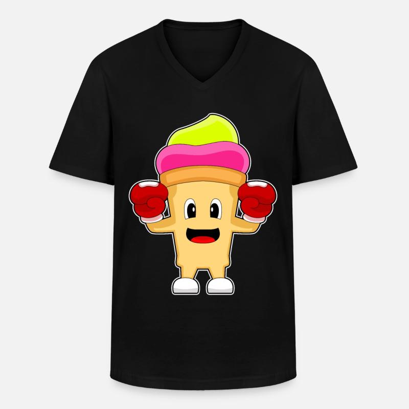 Eiscreme Boxer Boxhandschuhe Boxen - Männer-T-Shirt mit V-Ausschnitt - Schwarz