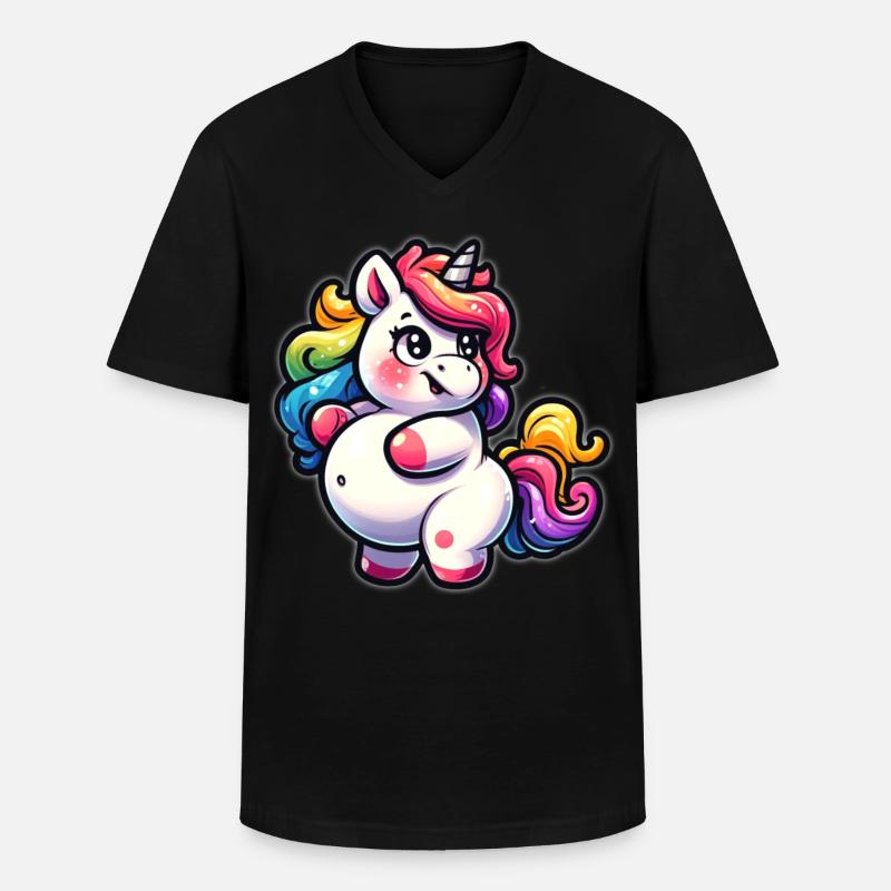 Kunterbuntes Einhorn-Kuscheldesign - Männer-T-Shirt mit V-Ausschnitt - Schwarz