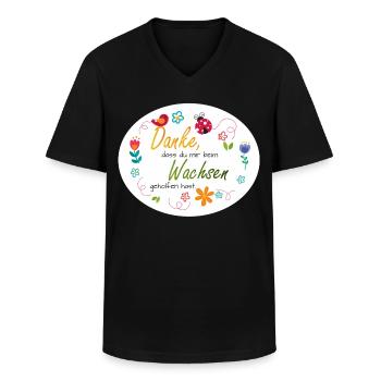 Spruch Kita-Abschied - Danke - bunte Blumen  - Männer-T-Shirt mit V-Ausschnitt - Schwarz - Vorne - AI Model Male 178 dark (178cm)