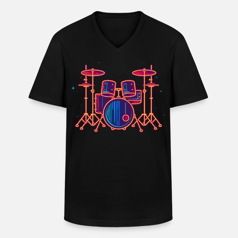 Schlagzeug Grafik - Männer-T-Shirt mit V-Ausschnitt - Schwarz