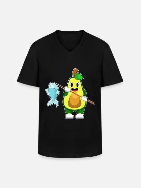Avocado Angler Fish Fishing - Men's V-Neck T-Shirt - black