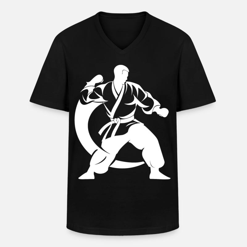 Karateka Zeichnung - Männer-T-Shirt mit V-Ausschnitt - Schwarz