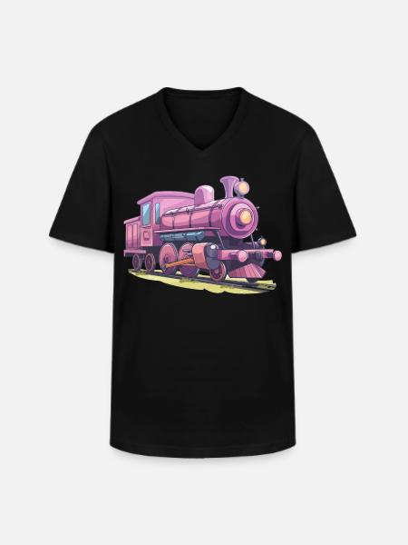 Locomotive Comic Look - Men's V-Neck T-Shirt - black