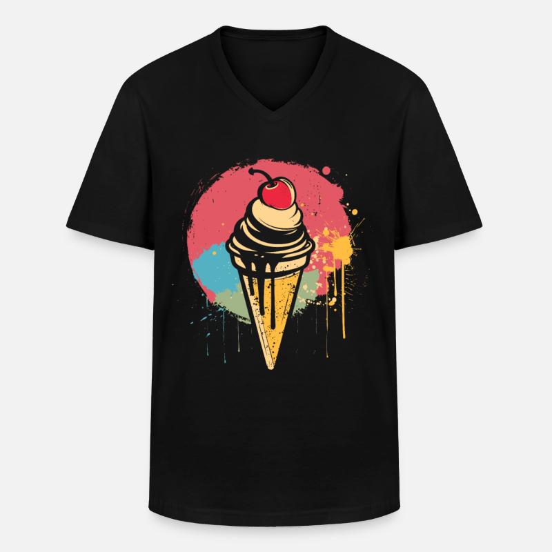 Eiswaffel Graffiti - Männer-T-Shirt mit V-Ausschnitt - Schwarz
